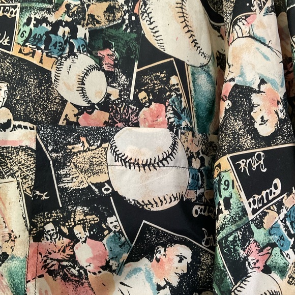 Robert Stock Sz L Silk Baseball Art Yankees Babe Ruth Gehrig Maris Mantle Shirt - Picture 7 of 9